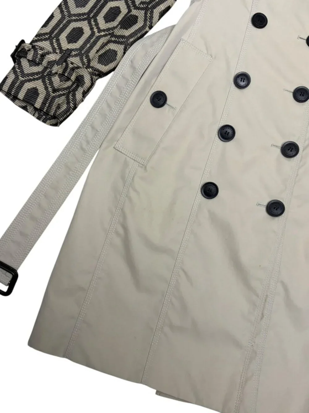 BURBERRY Trench Coat Luxury Designer Business Casual Jacquard Vintage 2012 - XS - Picture 8 of 10